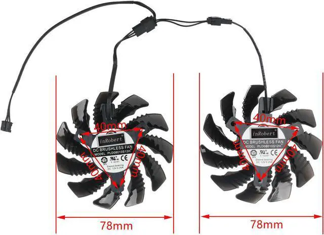 Alt view image 3 of 4 - 78MM T128010SM PLD08010S12H GTX960 FAN 12V 3Pin 2Pin Cooling Fan GV-N960OC For Gigabyte GTX 960 Graphics Video Card Cooler Fans