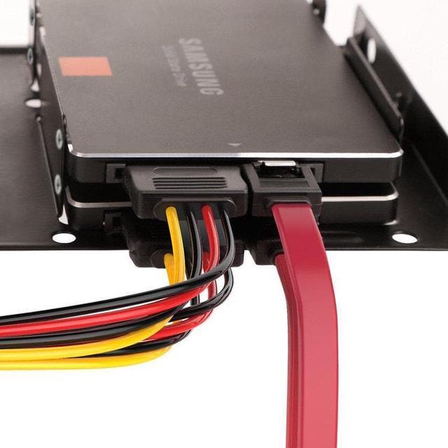 Alt view image 3 of 6 - 2.5 inch to 3.5 inch External HDD SSD Metal Mounting Kit Adapter Bracket with SATA Data Power Cables Screws