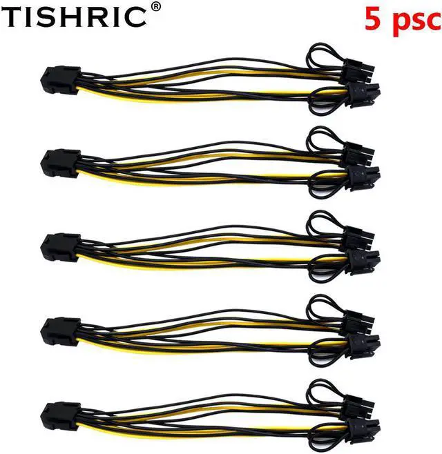 Main image of 5pcs PCI Express PCIE 6 Pin to Dual 8 6+2 Pin VGA Graphic Video Card Adapter Power Supply Splitter Cable For Mining