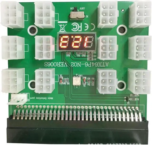 Alt view image 4 of 6 - 12 Ports Mining Power Supply Breakout Board Adapter 6Pin PSU GPU Graphics Card DPS-1200FB 1200QB BTC ETH Ethereum Bitcoin Miner