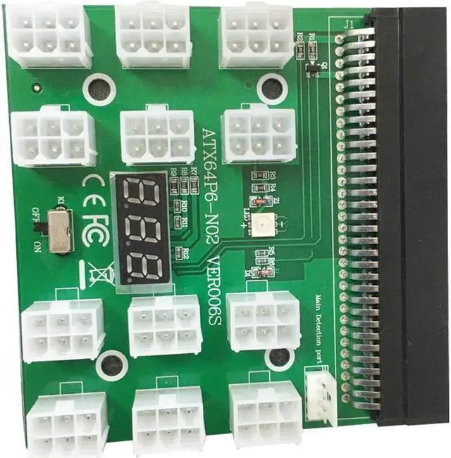 Alt view image 6 of 6 - 12 Ports Mining Power Supply Breakout Board Adapter 6Pin PSU GPU Graphics Card DPS-1200FB 1200QB BTC ETH Ethereum Bitcoin Miner