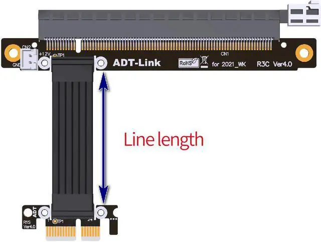 Alt view image 3 of 6 - ADT-Link RTX3090 Graphics Card Extension Cable PCIe 4.0 x16 To x1 Riser Card A/N Cards Gen4 PCI-E4 Riser Cable For BTC Miner 35cm