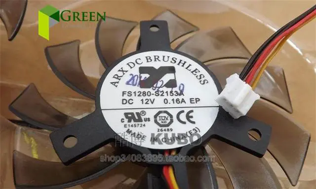 Alt view image 5 of 6 - ARX FS1280-S2153A 12V 0.16A 75mm VGA Fan Diameter 39/40mm Hole Pitch For Gigabyte GT240 GTX460 560 430 440 440 Graphics card fan eokCXOY