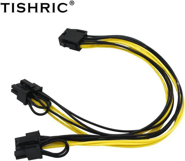 Alt view image 6 of 6 - 8 Pin PCI Express to Dual PCIE 6+2 Pin Power Cable Motherboard Graphics Card PCI-E Riser GPU Power Data Cable 20cm