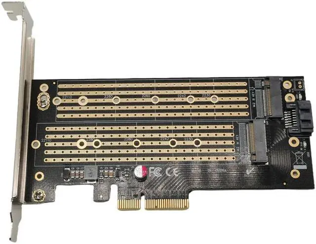 Alt view image 6 of 6 - M.2 to PCIe NVMe and SATA SSD Dual M Key and/or B Key Adapter Card 2242 2260 2280 M2 Drive to Desktop PCI E x4 Includes Brackets