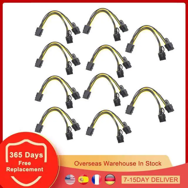 Main image of 10pcs 20cm PCIe 6-pin to Dual 6+2pin 8-pin GPU Graphics Card Power Splitter Cable 6Pin to Dual 8Pin for BTC ETH Mining Miner