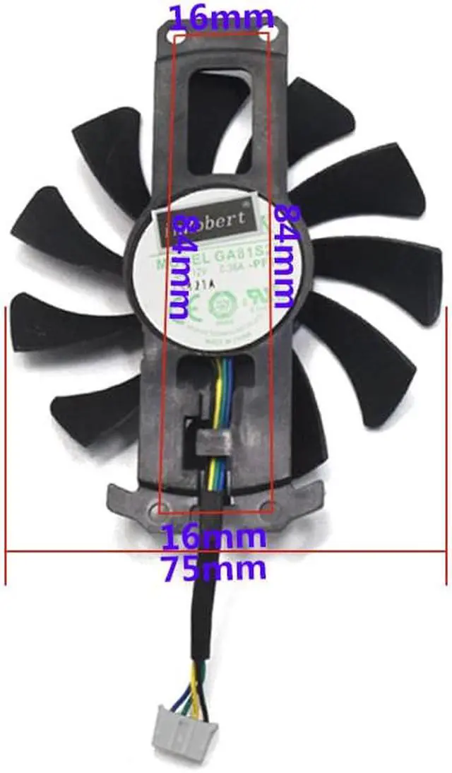 Alt view image 2 of 6 - 75mm Cooling Fan GA81S2U 12V 0.38A 75mm 4Pin Fan For ZOTAC GTX950 GTX960 GTX1060 4G PCI-EDC Graphics Card Fan