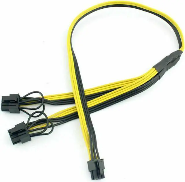Alt view image 4 of 6 - 5pcs PCI-E 6Pin to Dual 6+2-pin Power Cable 70cm 18AWG Graphics Card 6Pin to Dual 8Pin PCIE 70cm PCI Express GPU Power Splitter