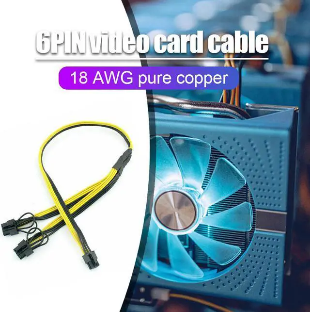 Alt view image 2 of 6 - 5pcs PCI-E 6Pin to Dual 6+2-pin Power Cable 70cm 18AWG Graphics Card 6Pin to Dual 8Pin PCIE 70cm PCI Express GPU Power Splitter