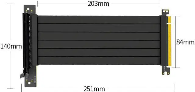 Alt view image 6 of 6 - PCIe Riser Cable 3.0 X16 PCI Express Riser Extender, Flexible High Speed 90 Degree GUP Riser Cable For Graphics Card Vertical