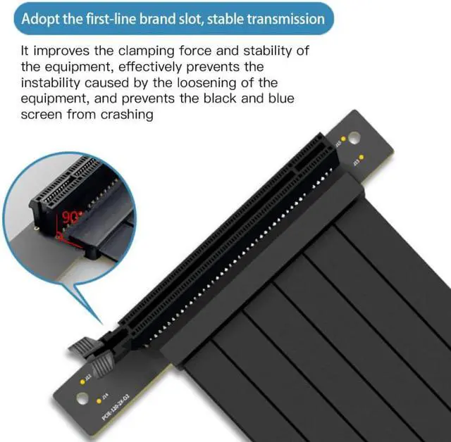 Alt view image 5 of 6 - PCIe Riser Cable 3.0 X16 PCI Express Riser Extender, Flexible High Speed 90 Degree GUP Riser Cable For Graphics Card Vertical