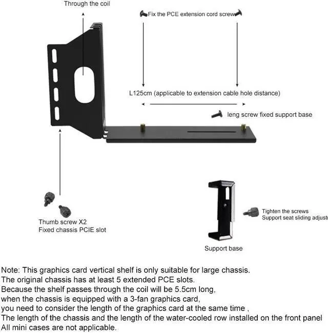 Alt view image 4 of 6 - VGA Graphics Video Card Vertical Mounting Bracket Extension Cable Set 90Degree 20CM Extension Cable for 3.0 Graphics Cards ATX 20cm