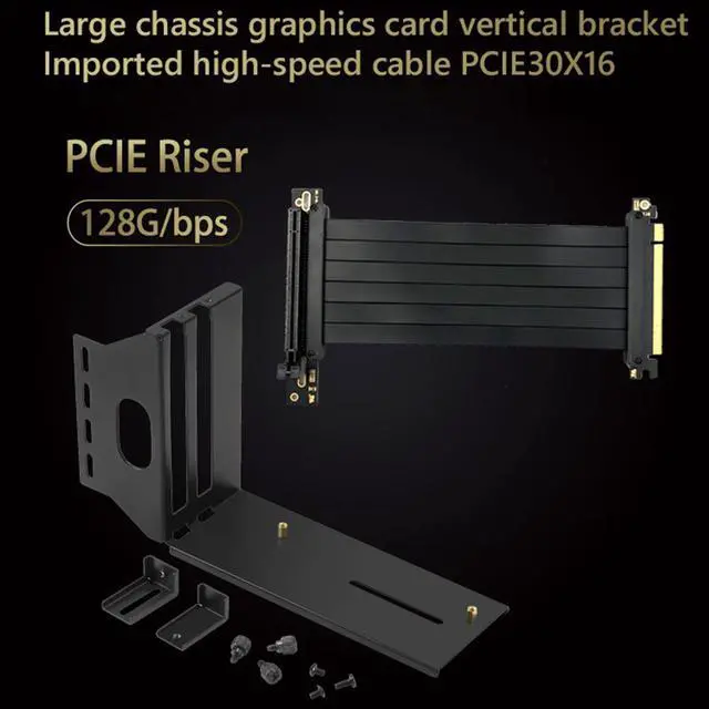 Alt view image 5 of 6 - VGA Graphics Cards Vertical Bracket PCIE 3.0 X16 Extension Cable Cards PCI Express Cable Extender for ATX PC Case 20cm