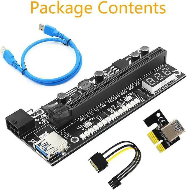 Alt view image 6 of 6 - 6PCS PCIE Riser for Video Card for Mining VER15X Riser PCI Express X16 Temperature LED for Graphic Card GPU Bitcoin Miner Mining