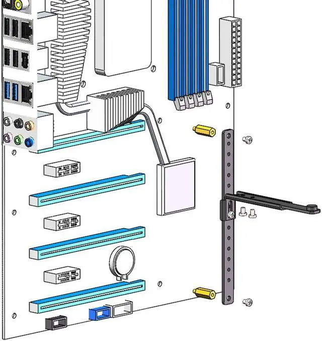 Alt view image 5 of 6 - Adjustable Metal Bracket for Graphics Card Rack With Rubber Pad GPU Card Holder Suit Compatible With ATX/E-ATX Motherboards