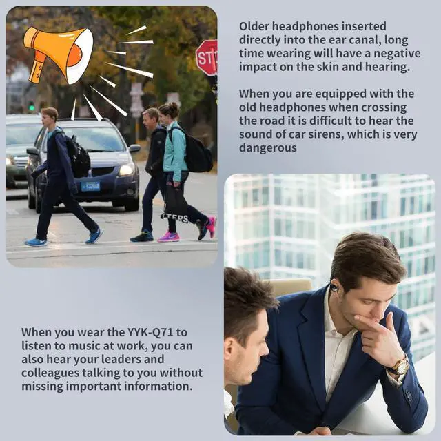 Alt view image 7 of 7 - Wireless Headphones, Bluetooth Ear Clip Earphones, 30H Playtime Open Ear Clip Headphones with Mic, Mini Wireless Earbuds Bluetooth for Running Sport Gym, USB-C, Compatible with iPhone Android (Black)