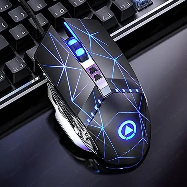 Alt view image 2 of 7 - Silent Click Gaming Mouse, USB Wired Computer Mouse with RGB Backlit, 4 Adjustable DPI Up to 3200 dpi, Ergonomic Gamer Mouse with High Precision Sensor for Windows PC & Laptop (Star Black)