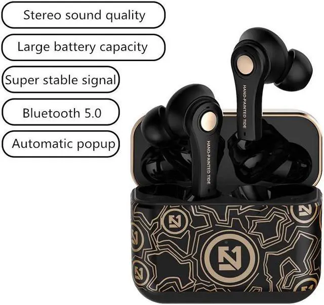 Alt view image 6 of 6 - True Wireless TWS Sports Bluetooth 5.0 Earphones Headset Binaural Earbuds In-ear HiFi Music Headphones with Pop-Up Window 400mAh Charger Box