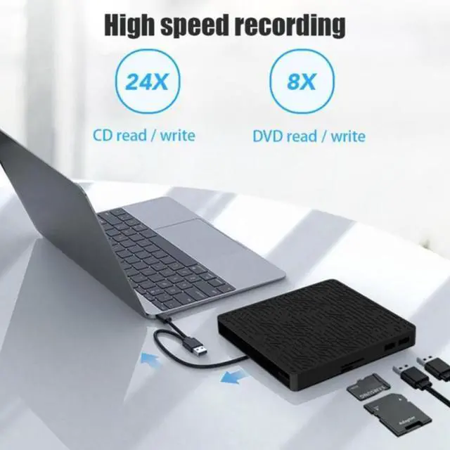Alt view image 6 of 7 - [5-in-1] Multifunction External CD/DVD Drive, USB 3.0 Type-C Portable CD DVD Writer With SD/TF & USB Slots Optical Drive External CD DVD Drive Burner for Windows 7/8/10/XP/Mac OS/Linux