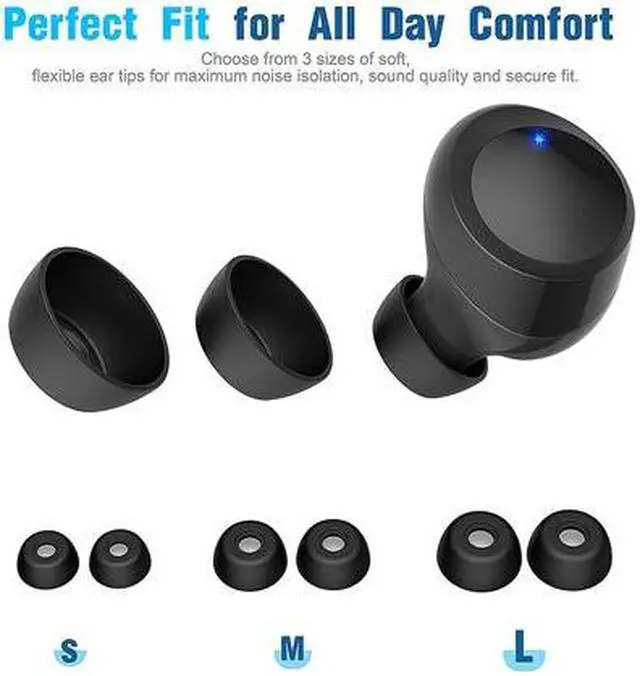 Alt view image 2 of 4 - Bluetooth 5.0 True Wireless Earbuds with LED Display Wireless Charging Case Sweatproof TWS Stereo Headphones in Ear Built in Mic Headset Good Sound with Deep Bass for Sports (Color: Black) 8iop