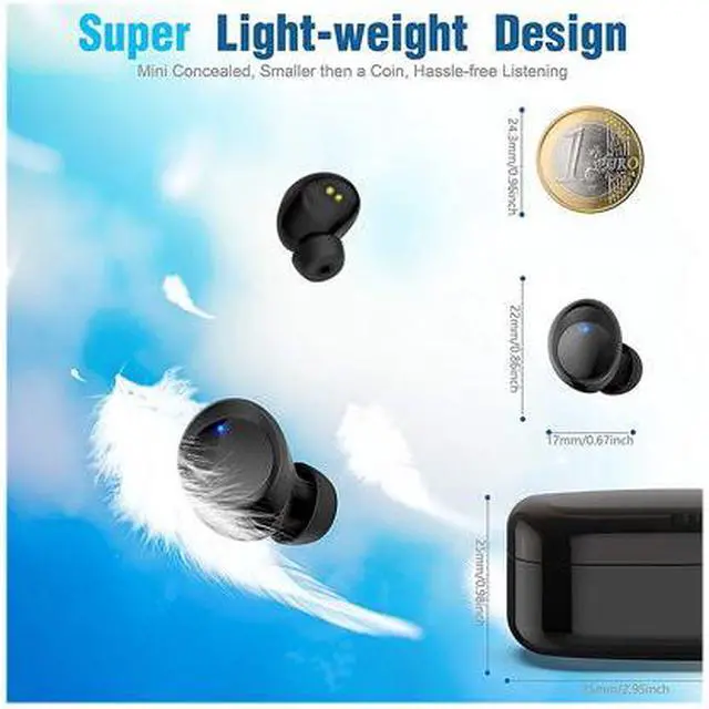 Alt view image 4 of 4 - Bluetooth 5.0 True Wireless Earbuds with LED Display Wireless Charging Case Sweatproof TWS Stereo Headphones in Ear Built in Mic Headset Good Sound with Deep Bass for Sports (Color: Black) 8iop