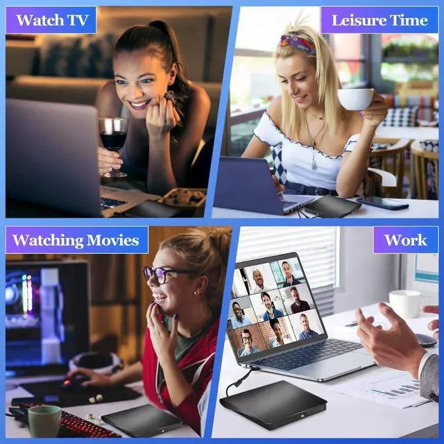 Alt view image 5 of 7 - External CD/DVD Drive for Laptop, USB 3.0 Type C Portable DVD Player for Laptop, CD ROM Burner Writer External Disk Drive Optical DVD Drive Compatible with Laptop Desktop PC Windows Linux MacOS 8iop