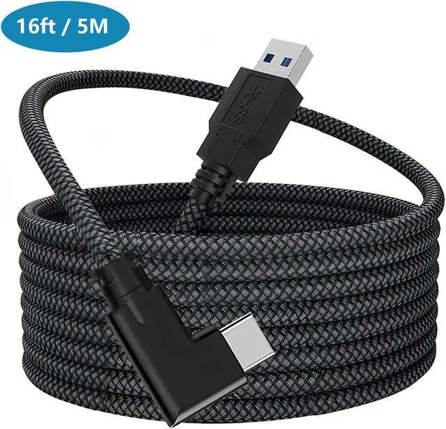 Main image of 16FT / 5M USB A to C Link Cable for Oculus Quest 2, USB 3.0 to Type C Link Cable High Speed Data Transfer 3A Fast Charging Cable for O-culus Quest 2 VR Headset Accessories Gaming Video (Black, 16feet)