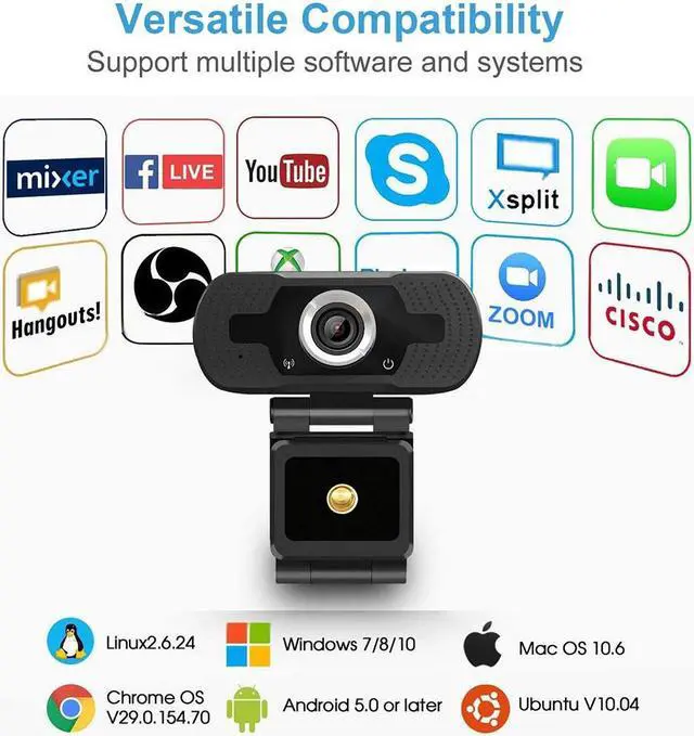 Alt view image 6 of 7 - 1080P Webcam, HD PC Webcam USB Mini Computer Camera Built-in Microphone - USB Web Camera for Live Streaming, Video Calling and Recording - Computer PC Desktop Laptop with 110° Wide View Angle