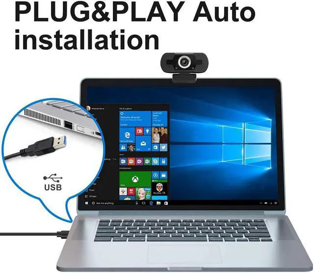 Alt view image 4 of 7 - 1080P Webcam, HD PC Webcam USB Mini Computer Camera Built-in Microphone - USB Web Camera for Live Streaming, Video Calling and Recording - Computer PC Desktop Laptop with 110° Wide View Angle