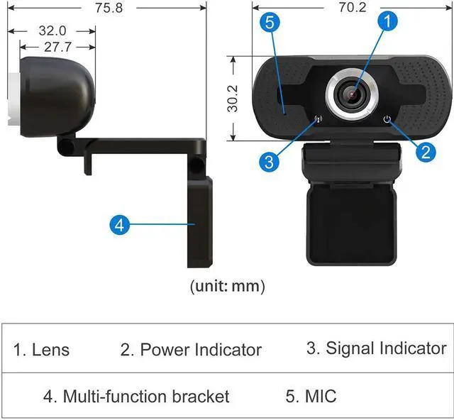 Alt view image 7 of 7 - 1080P Webcam, HD PC Webcam USB Mini Computer Camera Built-in Microphone - USB Web Camera for Live Streaming, Video Calling and Recording - Computer PC Desktop Laptop with 110° Wide View Angle