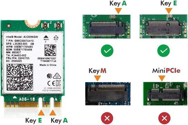 Alt view image 4 of 7 - WiFi 6 M.2 Module AX 3000Mbps Network Adapter with Bluetooth 5.1 Wireless Wi-Fi 6 Card 2.4G/5Ghz 802.11ax MU-MIMO for Laptop PC with Windows 64 bit - Intel Model AX200NGW