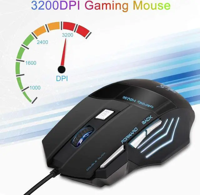 Alt view image 3 of 7 - Gaming mouse, USB Wired Mouse Professional Ergonomic Optical Computer Mouse with 7 Buttons, 4 DPI Adjustable Level, High Precision 500Hz Polling Rate for Windows 7/8/10/2000/XP/Vista Mac