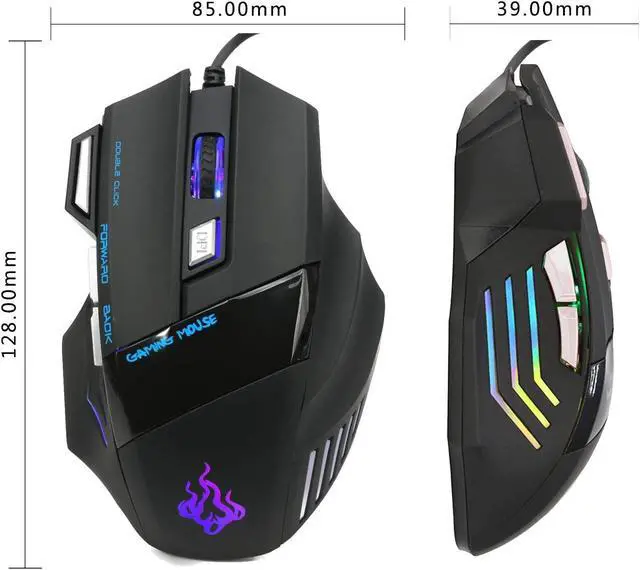 Alt view image 6 of 7 - Gaming mouse, USB Wired Mouse Professional Ergonomic Optical Computer Mouse with 7 Buttons, 4 DPI Adjustable Level, High Precision 500Hz Polling Rate for Windows 7/8/10/2000/XP/Vista Mac