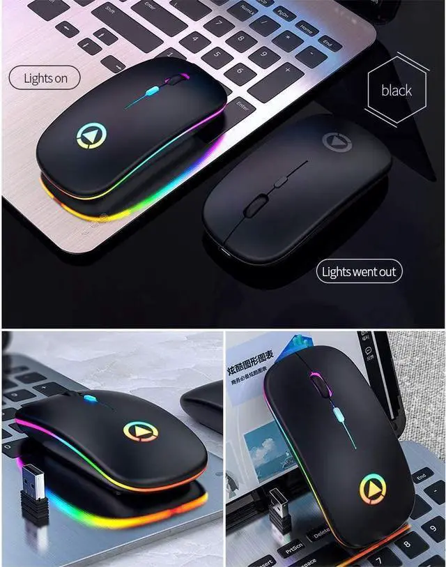 Alt view image 6 of 7 - Wireless Mouse Rechargeable, Bluetooth Wireless Gaming Mouse LED Backlight Portable Optical Office Mouse Slim Silent Three Mode (Bluetooth 5.0 3.0 and 2.4G Wireless) with 3 Adjustable DPI 1600dpi