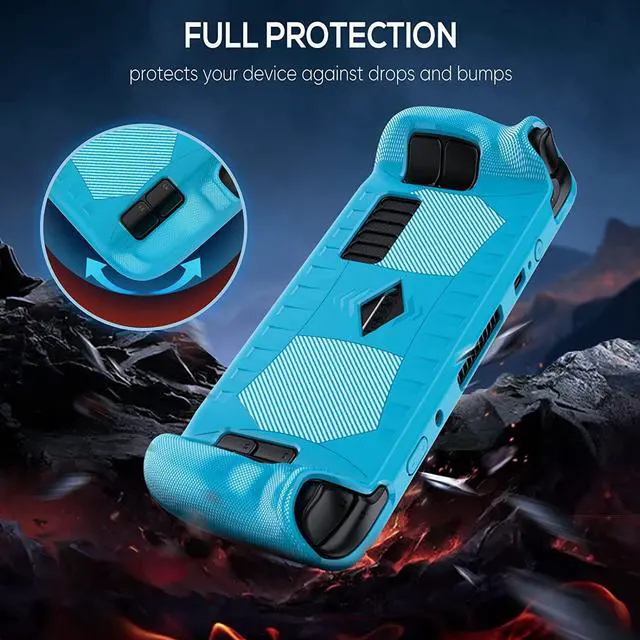Alt view image 2 of 7 - Upgraded Protective Case for Steam Deck with Screen Protector Soft TPU Protector Cover Accessories Kit with Anti-Collision Easy In Standallation Design Blue