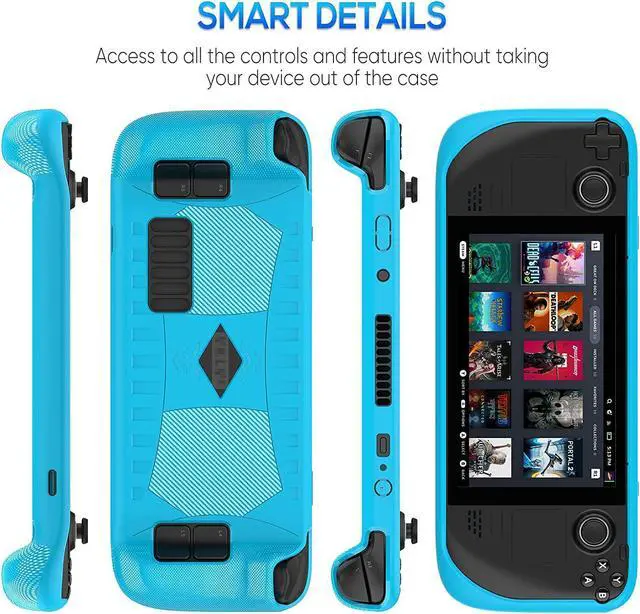 Alt view image 4 of 7 - Upgraded Protective Case for Steam Deck with Screen Protector Soft TPU Protector Cover Accessories Kit with Anti-Collision Easy In Standallation Design Blue