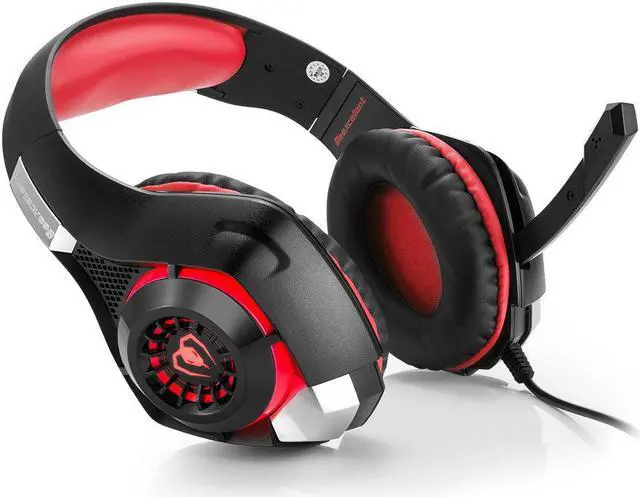 Alt view image 6 of 7 - Gaming Headset for PS4, Xbox One Controller, PC, Over Ear Headphones with Noise Cancelling Mic, Soft Memory Earmuffs, LED Light, Stereo Bass Surround Sound for Nintendo Switch Laptop Mac