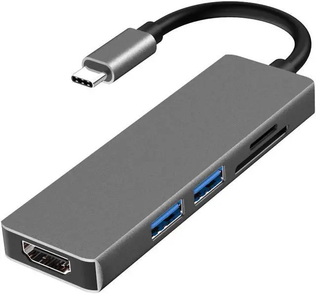 Alt view image 5 of 7 - USB C Hub Type C Dock Adapter - USB C Dock 5 in 1 with 4K HDMI (30Hz), 2 USB 3.0 Ports, SD/TF Card Reader, Compatible with MacBook Pro/Air and More Type-C Laptops or Devices