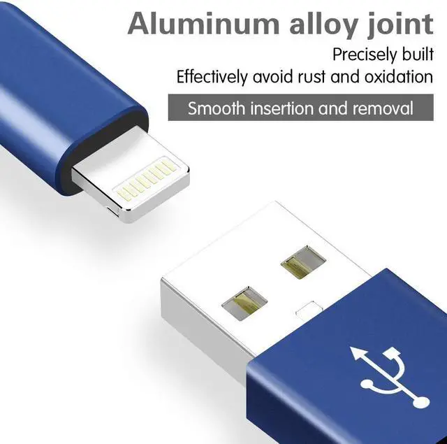 Alt view image 5 of 7 - 5Pack [3/3/6/6/10ft] Nylon Braided iPhone Charger Lightning Cable Fast Charging&Syncing Long Cord Compatible iPhone 11Pro Max/11Pro/11/XS/Max/XR/X/8/8P/7 and More -Black&Blue