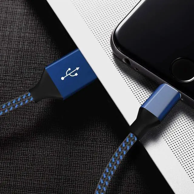 Alt view image 7 of 7 - 5Pack [3/3/6/6/10ft] Nylon Braided iPhone Charger Lightning Cable Fast Charging&Syncing Long Cord Compatible iPhone 11Pro Max/11Pro/11/XS/Max/XR/X/8/8P/7 and More -Black&Blue