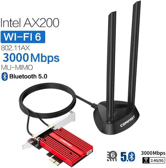 Main image of Dual band 3000Mbps Wifi 6 AX200NGW PCI-E 1X Wireless Adapter 2.4G/5Ghz 802.11ac/ax Bluetooth 5.0 For Win10 AX200 WiFi Network Card