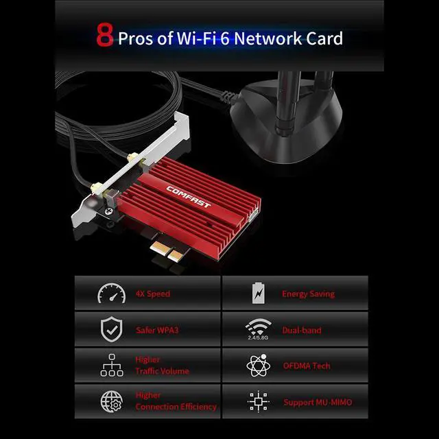 Alt view image 4 of 7 - Dual band 3000Mbps Wifi 6 AX200NGW PCI-E 1X Wireless Adapter 2.4G/5Ghz 802.11ac/ax Bluetooth 5.0 For Win10 AX200 WiFi Network Card