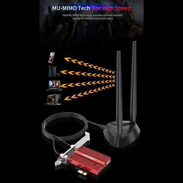 Alt view image 5 of 7 - Dual band 3000Mbps Wifi 6 AX200NGW PCI-E 1X Wireless Adapter 2.4G/5Ghz 802.11ac/ax Bluetooth 5.0 For Win10 AX200 WiFi Network Card