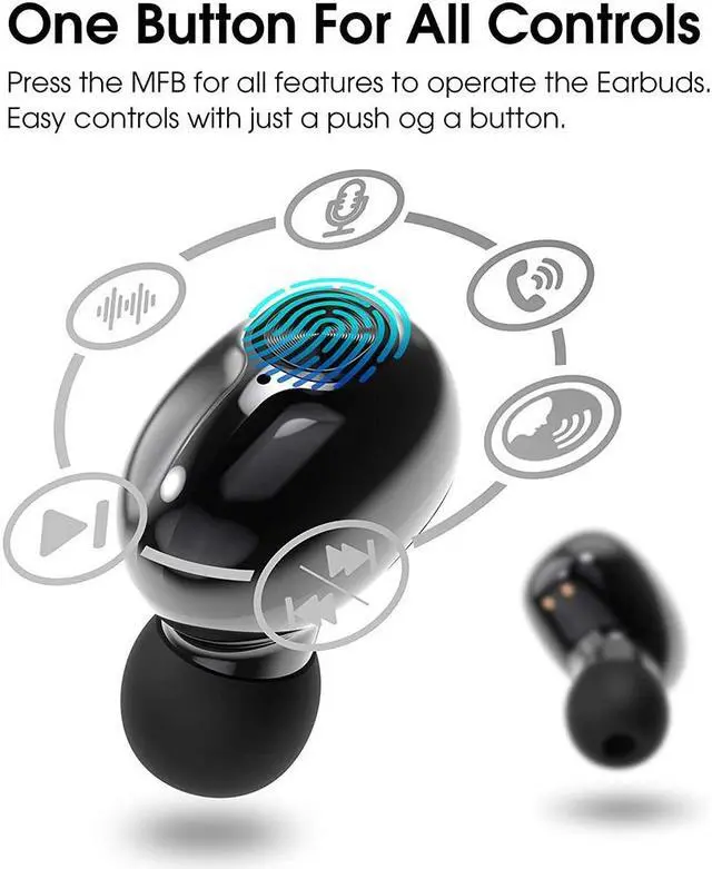 Alt view image 4 of 7 - Wireless Headphones, Bluetooth 5.0 Earphones with Premium Sound/Stable Signal/Power Display/ 24Hrs Playtime/ IPX8 Waterproof/CVC 8.0 Noise Reduction, Wireless Earbuds for Sports and Work