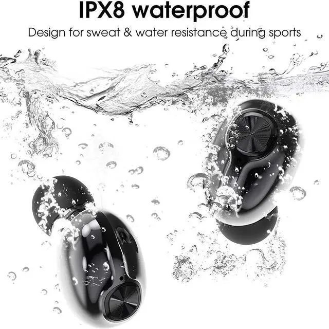 Alt view image 7 of 7 - Wireless Headphones, Bluetooth 5.0 Earphones with Premium Sound/Stable Signal/Power Display/ 24Hrs Playtime/ IPX8 Waterproof/CVC 8.0 Noise Reduction, Wireless Earbuds for Sports and Work