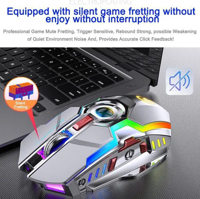 Alt view image 3 of 7 - RGB Wireless Mouse USB Gaming Mouse 2.4Ghz Esports Backlit Silent Bluetooth Mice 7 Buttons 1600 DPI for Notebook Desktop eokCXOY