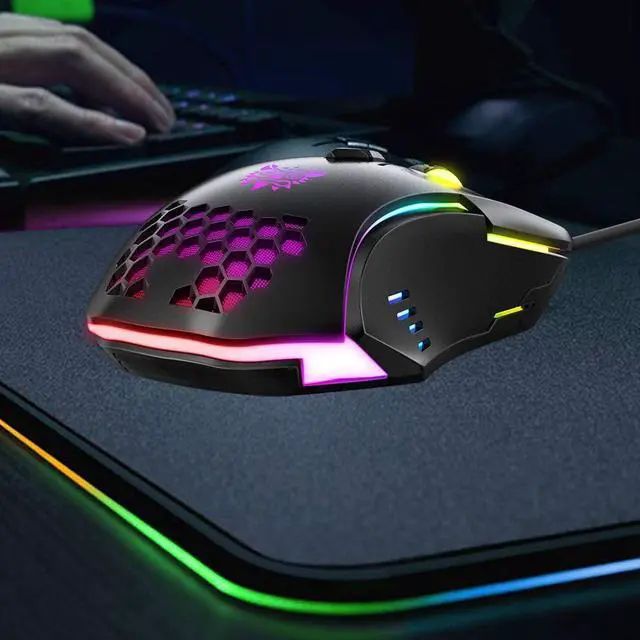 Alt view image 7 of 7 - Wired Gaming Mouse - Professional Gaming Mouse with RGB Backlit LED Lighting, 6400 DPI Optical Sensor, Ergonomic Gaming Mice for Window PC Laptop Gaming, Black