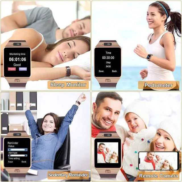 Alt view image 3 of 7 - Bluetooth Smartwatch, Touchscreen Wrist Smart Phone Watch Sports Fitness Tracker with SIM SD Card Slot Camera Pedometer Compatible with iPhone iOS Android for Kids Men Women