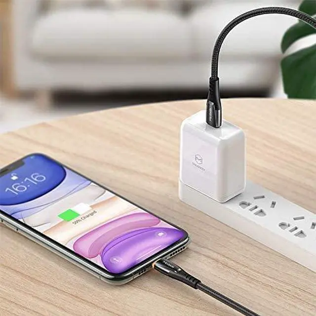 Alt view image 3 of 7 - [ Type C to Phone 11 Pro Max/11 ] Power Off/On LED Smart Auto Disconnect 18W PD Fast Charge Cord Nylon Braided Sync Charge USB Data 6FT Cable Compatible New Phone List Below (Black, 4FT/1.2M)