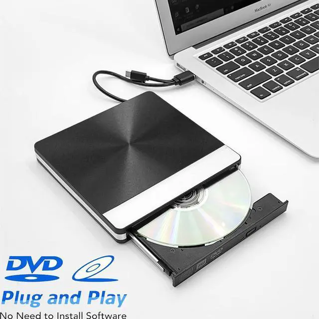 Alt view image 2 of 7 - [Upgraded Model] External DVD Drive for Laptop, Portable High-Speed USB-C & USB 3.0 CD Burner/DVD Reader Writer for PC Desktops, Compatible with Windows/Mac OSX/Linux (USB C & USB 3.0)